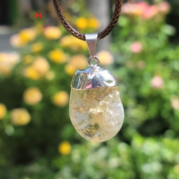 Citrine Crystal Gemstone Tumbled Pendants - Picture 3 of 8